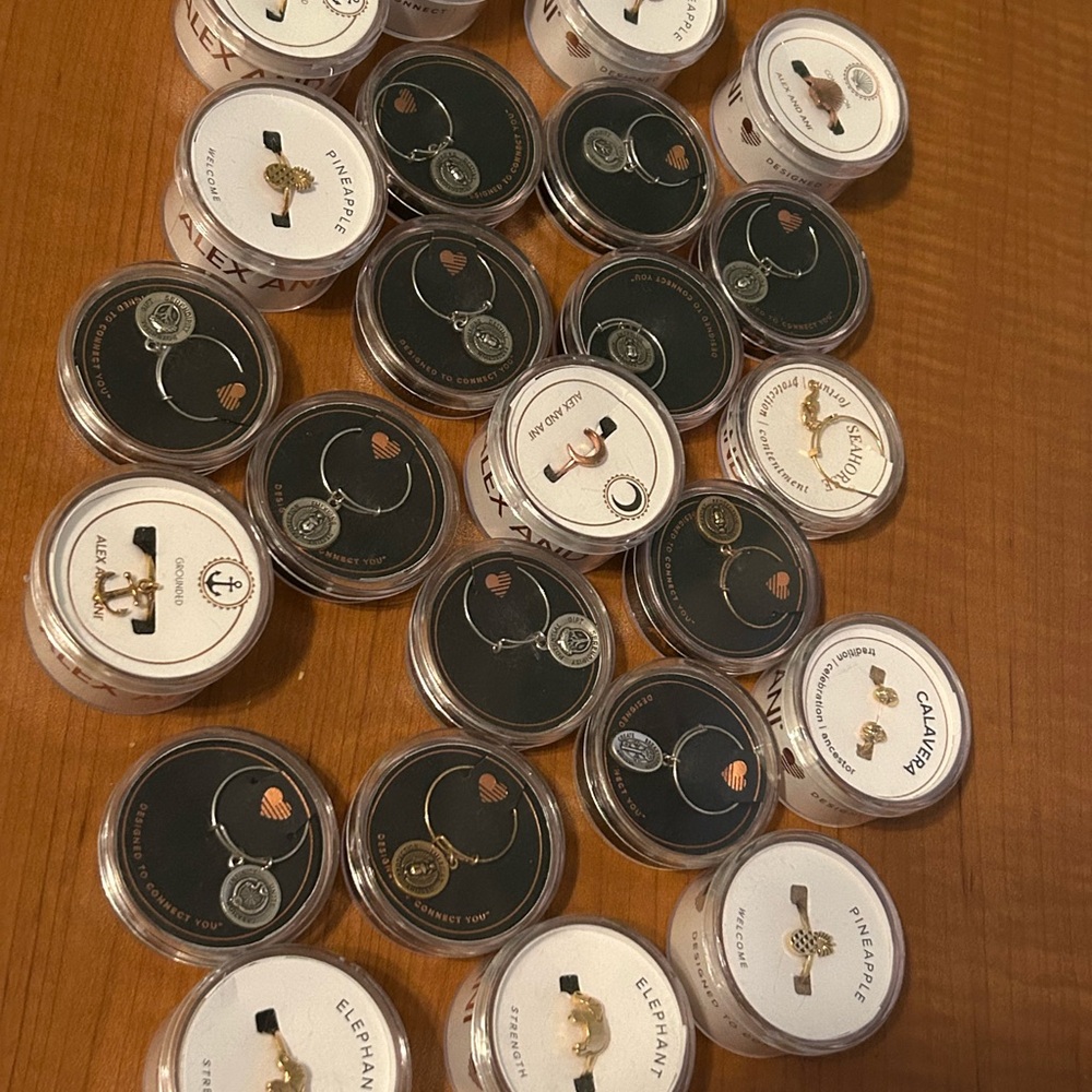 Alex and Ani Charm Adjustable Rings Silver/Gold All New 24pc Lot